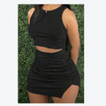 Ribbed Crop Top And Bodycon Skirt Set